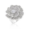 Large Flower Cubic Zirconia Cocktail Ring