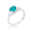 Shonda 1.8ct Aqua CZ Rhodium Cushion Classic Statement Ring