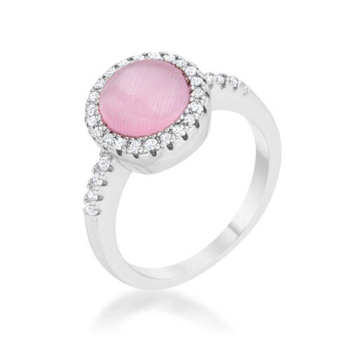 Patricia 0.3ct CZ Pink Cat’s Eye Rhodium Classic Ring