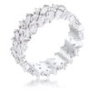Rhodium Clear CZ Alternating Baguette Round Eternity Band