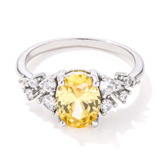 2.95ct. Captivating Lemon Yellow CZ Engagement Ring