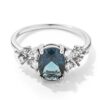 2.95ct. Captivating Blue GreenCZ Engagement Ring