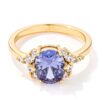 3ct. Gold Plated Oval Tanzanite CZ Engagement Ring